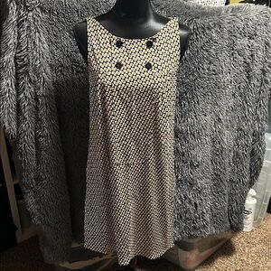 Diane Von Furstenberg Black, gold and Cream Patterned Dress.